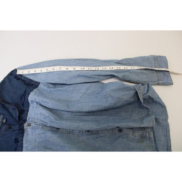 Lucky Brand Shirt Women's Size Medium Long Sleeve Chambray Colorblock Button Up - Picture 6 of 9